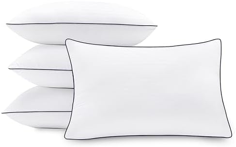 Homemate Bed Pillows for Sleeping - Standard Size(20''x26'') 4 Set Hotel Quality Allergy Friendly Microfiber Shell Fluffy Down Alternative Filling Pillow Suitable Back Stomach or Side Sleeper