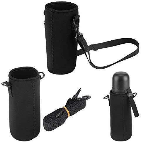 Dioche Water Bottle Sleeve, Soft Water Bottle Carrying Pouch, Drink Bottle Holder Bag for Outdoor Camping Hiking Fishing(26cm-Black)