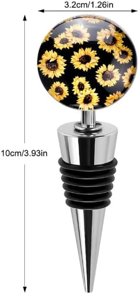 Sunflower Decorative Wine Stoppers, Wine Bottle Stopper with Beautiful Art Glass,Beverage Bottle Stoppers For Gifts, Bar, Holiday Party, Wedding, Wine Stoppers, Wine Stoppers and Pourers (2H821)