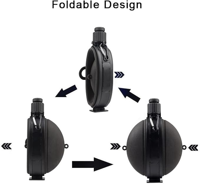 Collapsible Water Bottle 19.8 oz,Silicone Foldable Canteen Kettle,Water Jug with Compass for Outdoor Camping,Hiking,Backpacking,Traveling (Black)