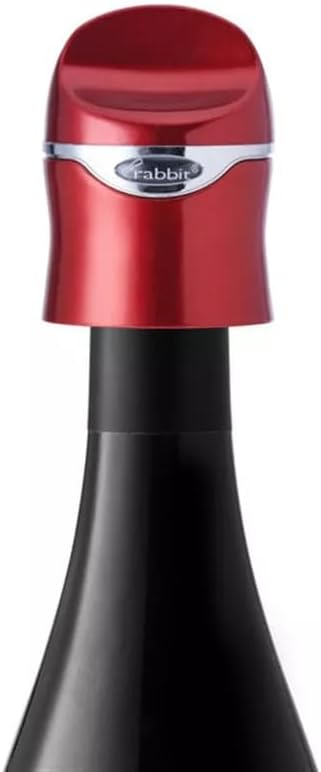 Rabbit Aerate and Preserve Wine Set, Wine/Champagne Sealer and Super Aerator (Red), Standard