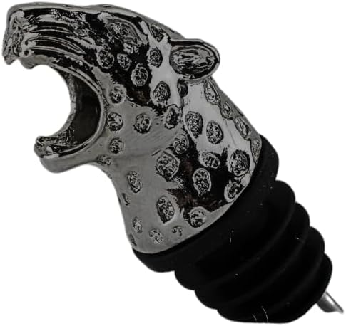 Wine & Champagne Pourer | Black Color Stainless Steel | Bottle Stopper Aerator for Whiskey and Liquor | Decanter and Bar Tools Accessories and Gift Set Ideas for Her and Him (CHEETAH)