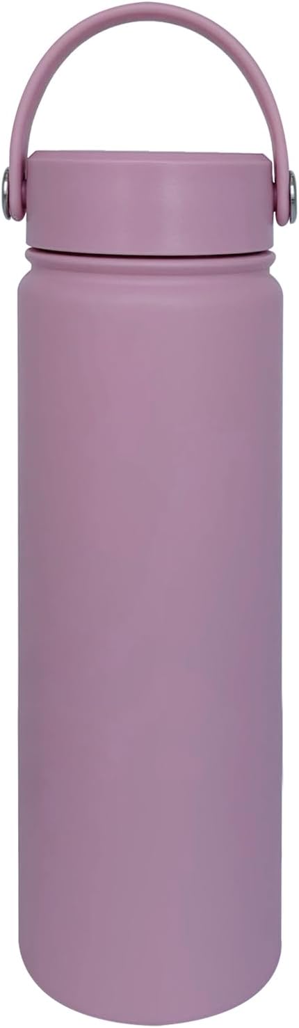 22oz Insulated Water Bottle ,Stainless Steel Sports Water Cup Flask with 2 Lids, Wide Mouth Travel Thermal Mug,Outdoor Sports Bottle(Jelly Purple)