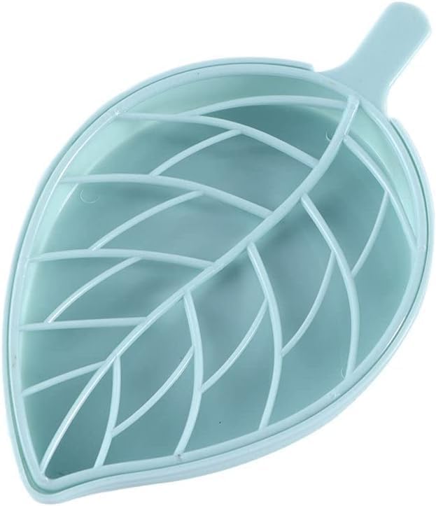 Creative Leaf Shape Soap Box, Double Layer Plastic Soap Holder, Soap Case Soap Dish,Blue