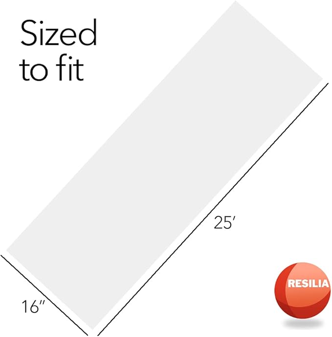 Heavy Duty Vinyl Closet Shelf Liner for Wire Racks or Shelving - for Kitchen Pantry or Cabinet Storage, Clear, 16 Inches x 25 Feet, Non-Adhesive, Waterproof, Stain-Resistant, Cut-to-Size