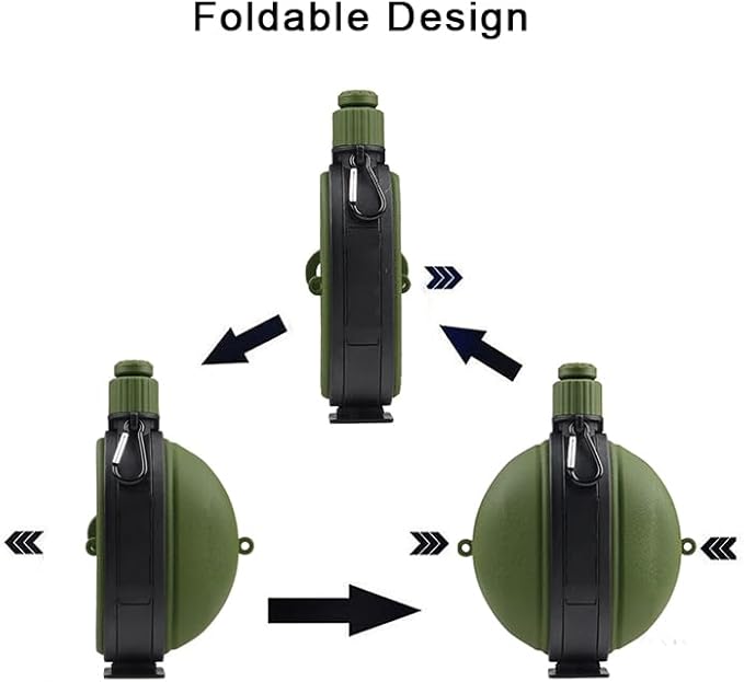 Collapsible Water Bottle 19.8 oz,Silicone Foldable Canteen Kettle,Water Jug with Compass for Outdoor Camping,Hiking, Backpacking,Traveling (Green)