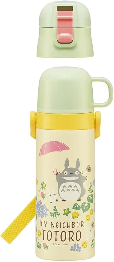 Skater SKDC4-A Children's 2-Way Stainless Steel Water Bottle with Cup, 15.2 fl oz (430 ml), My Neighbor Totoro, Ghibli Girls