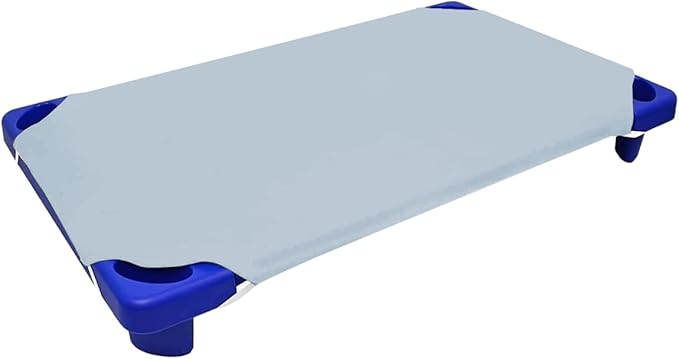 Pack of 24 Cot Sheet for Daycare Preschool Cot Bed -Polyblend Fabric with Corner Elastic Cots Sheets Fits On 22" X 40" Inches Size Toddler and Preschool Daycare Cot Light Blue 22 X 40 Size