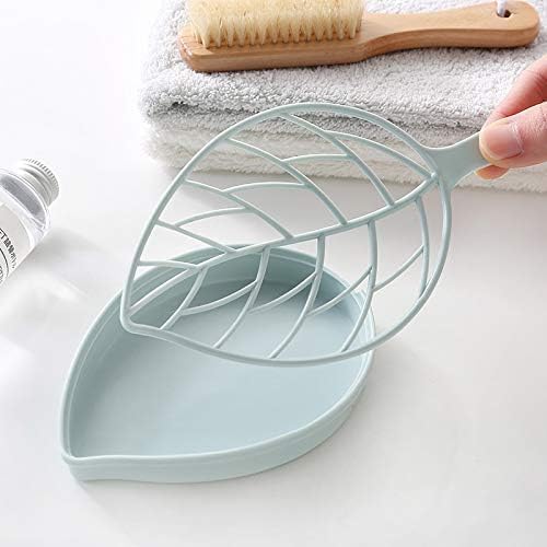 Creative Leaf Shape Soap Box, Double Layer Plastic Soap Holder, Soap Case Soap Dish,Blue