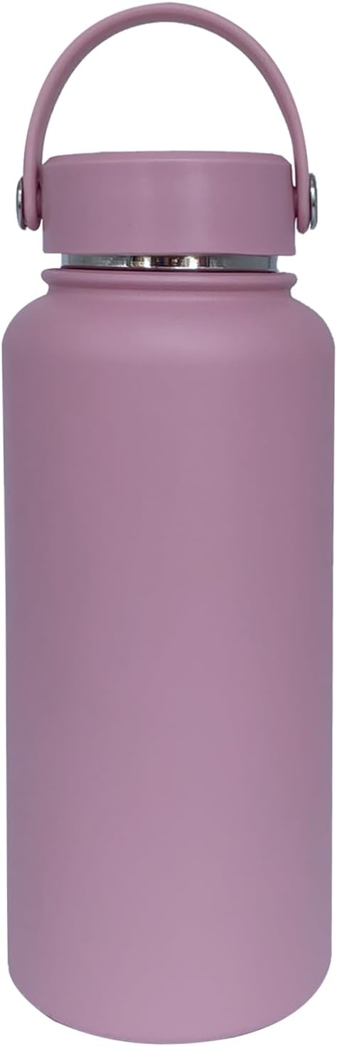 32oz Insulated Water Bottle ,Stainless Steel Sports Water Cup Flask with 2 Lids, Wide Mouth Travel Thermal Mug,Outdoor Sports Bottle(Jelly Purple)