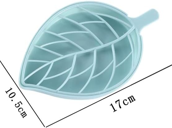 Creative Leaf Shape Soap Box, Double Layer Plastic Soap Holder, Soap Case Soap Dish,Blue