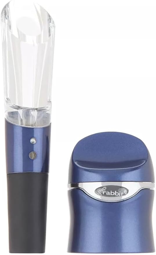 Rabbit Aerate and Preserve Wine Set, Wine/Champagne Sealer and Super Aerator (Blue), Standard