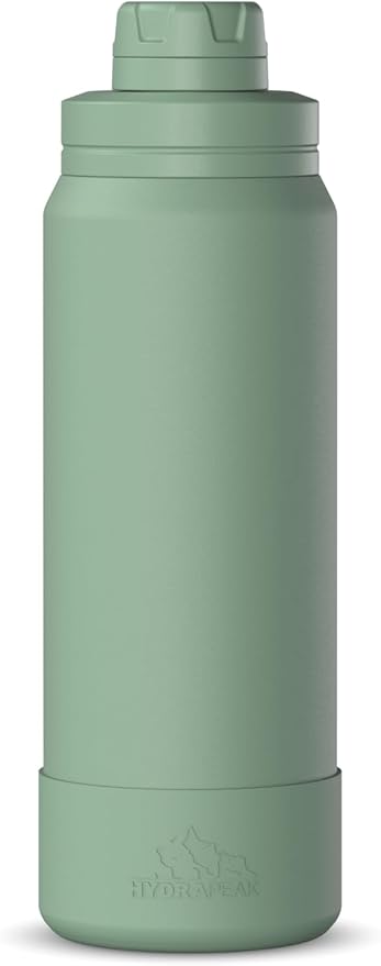 Hydrapeak 26oz Sport Insulated Water Bottle with Straw or Chug Lid, Leak & Spill Proof, Keeps Drinks Cold for 24 Hours, Hot for 12 Hours, Premium Stainless Steel Water Bottles (26oz, Sage)
