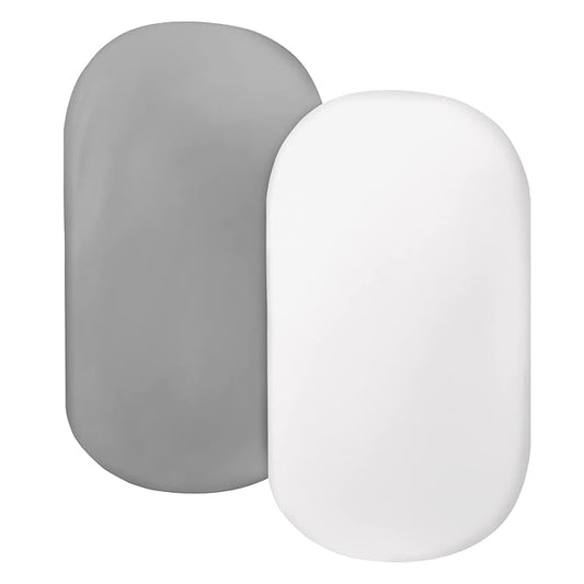 Bassinet Sheet for Baby Boy Girl 2 Pack Fitted Bassinet Sheet Set Universal Microfiber Soft Cradle Sheets for Oval Rectangle and Hourglass Bassinet Mattress, Grey and White