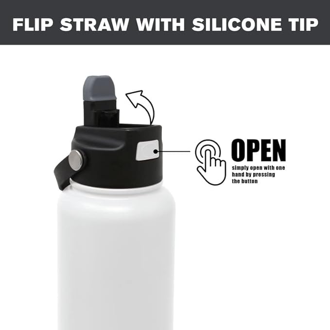 Hydraflow Hybrid - Triple Wall Vacuum Insulated Water Bottle with Flip Straw (25oz, Cocoa) Stainless Steel Metal Thermos, Reusable Leak Proof BPA-FREE for Sports and Travel