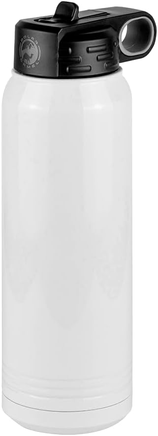 Baseball Mom Water Bottle, Messy Bun, White 30 oz Polar Camel with Straw Lid, Stainless Steel, Vacuum Insulated