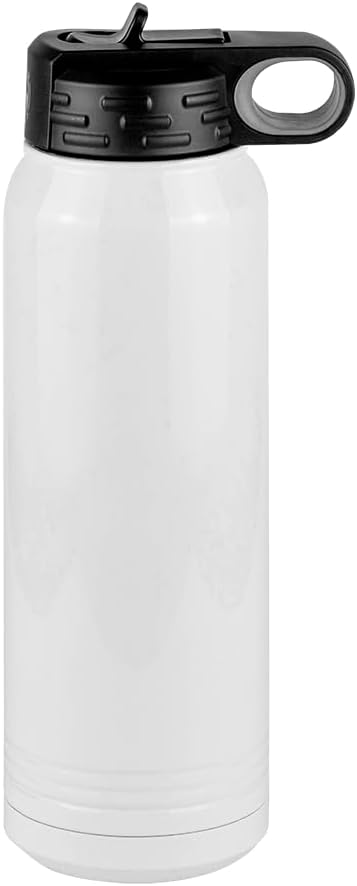 Baseball Mom Water Bottle, Messy Bun, White 30 oz Polar Camel with Straw Lid, Stainless Steel, Vacuum Insulated