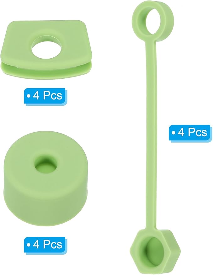 PATIKIL Silicone Spill Stopper for Straw Cup 2.0 40oz/ 30oz, Set of 12 Tumbler Accessories Including 4 Straw Cover Cap, 4 Square Spill Stopper and 4 Round Leak Stopper, Green