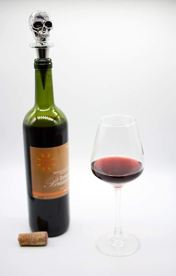 Silver Skull Bottle Wine Stoppers,Perfect Skull Theme Souvenirs Gifts for Men, Women