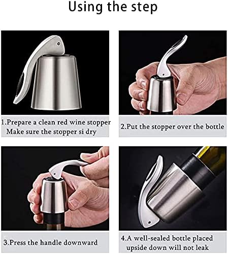 Wine Stoppers(2 PACK Bright),Wine Bottle Stoppers Stainless Steel,Reusable Wine Saver,Wine Sealer Keeps Wine Fresh,Wine Bottle Plug With Silicone,Superior Leak-Proof,Best Gift