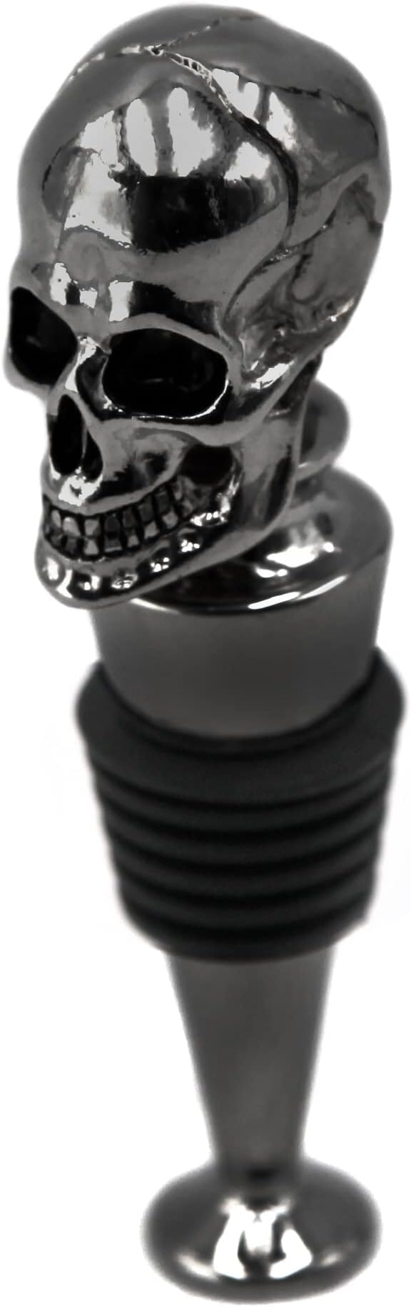 Homestia Wine Bottle Stoppers for Glass Bottles, Skull Bottle Stopper Reusable Wine Corks Black Wine Tool, Zinc-Alloy Silicone Wine Stoppers, Wine Toppers with Decors