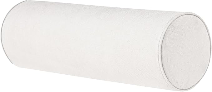 Cylinder Round Memory Foam Support Pillows Cervical Neck Roll Pillow with Pillowcase Soft, Comfortable and Breathable for Sleeping, Chair, Car, Sofa,Travel (White, 17.8x6)