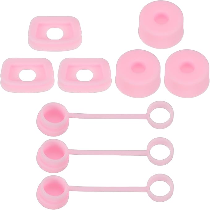 PATIKIL Silicone Spill Stopper for Straw Cup 2.0 40oz/ 30oz, Set of 9 Tumbler Accessories Including 3 Straw Cover Cap, 3 Square Spill Stopper and 3 Round Leak Stopper, Pink