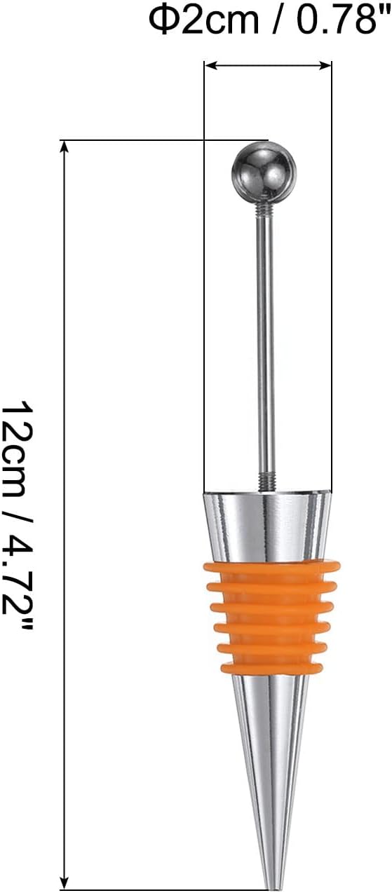 uxcell 10 Pcs Bead Wine Bottle Corks, Wine Stopper Cork, Wine Stopper, Reusable Wine Bottle Corks Sealing Plug Bottle for Beverage Holiday Party Bar,Silver/Orange