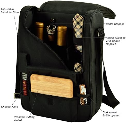 Nebraska University Cornhuskers Licensed Deluxe Wine Carrier with Wine Glasses and Accessories for Two Assembled & Quality Approved in The USA