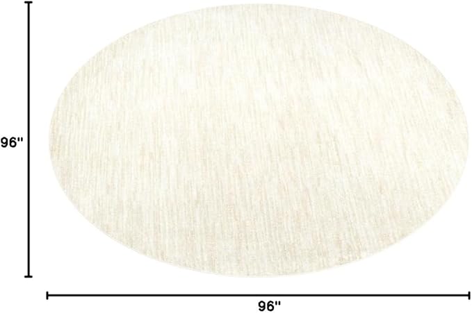 Nourison Essentials Indoor/Outdoor Ivory Beige 8' x Round Area Rug, Easy Cleaning, Non Shedding, Bed Room, Living Room, Dining Room, Backyard, Deck, Patio (8 Round)