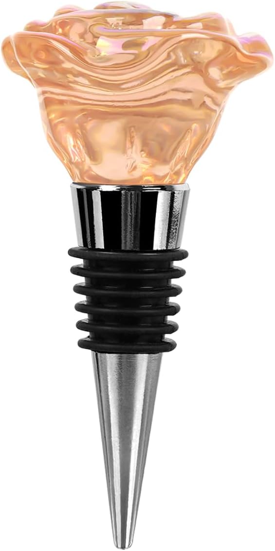 SHIDOW Rose Wine Bottle Stopper, Wine Bottle Stopper Rose Gold, Holiday Party, Wedding Birthday Party Decor Wine Stoppers Wine Lovers Funny Gifts, Wedding Bridal Shower Supplies (1 Pcs, Pink)