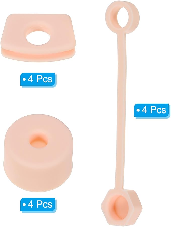 PATIKIL Silicone Spill Stopper for Straw Cup 2.0 40oz/ 30oz, Set of 12 Tumbler Accessories Including 4 Straw Cover Cap, 4 Square Spill Stopper and 4 Round Leak Stopper, Pink