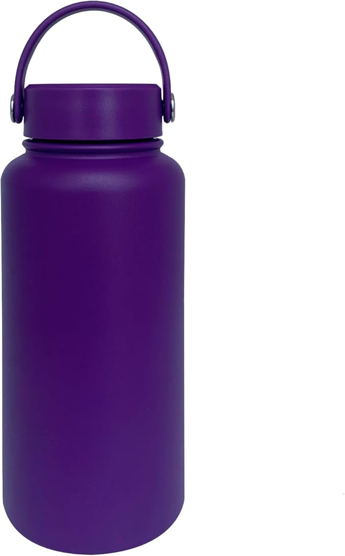 32oz Insulated Water Bottle ,Stainless Steel Sports Water Cup Flask with 2 Lids, Wide Mouth Travel Thermal Mug,Outdoor Sports Bottle(Purple)
