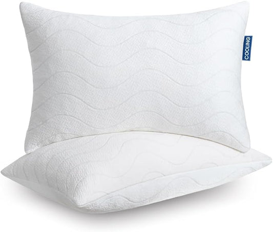 Memory Foam Pillows for Sleeping,Pillows Queen Size Set of 2 Adjustable Loft Bed Firm or Soft Pillows for Side, Back, Stomach, Hot Sleepers