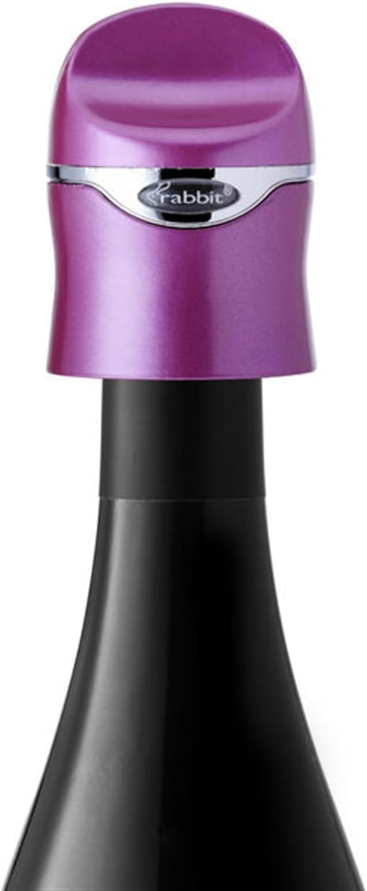 Rabbit Champagne and Wine Sealer | Stainless Steel Wine Bottle Preserver | Reusable Beverage Stopper | Wine Saver Accessory Gift | Fits Standard Wine Bottles | 2.36 in x 1.77 in (Purple)