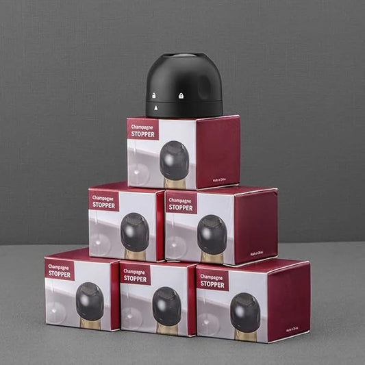 Champagne Bottle Stopper, Silicone, Fits Bottles 17.5-18mm, Keeps Champagne Fresh (2 Pack), Small, Black