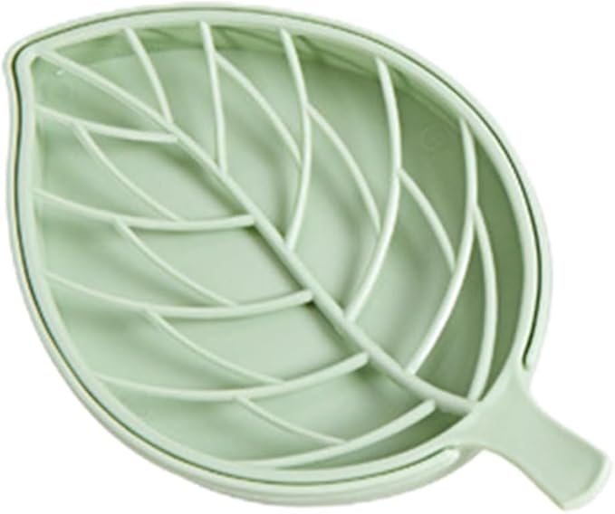 Creative Leaf Shape Soap Box, Double Layer Plastic Soap Holder, Soap Case Soap Dish,Green