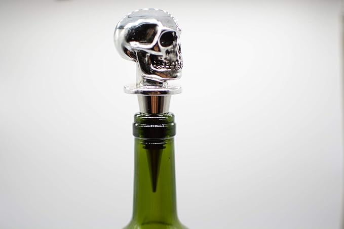 Silver Skull Bottle Wine Stoppers,Perfect Skull Theme Souvenirs Gifts for Men, Women