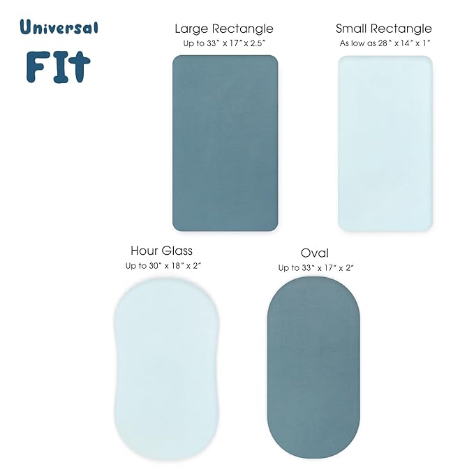 GRSSDER Stretchy Ultra Soft Fitted Bassinet Sheet 2 Pack, Universal Fit for Bassinets Baby Cradle Moses Basket Oval Rectangle Mattress Safe and Snug, Jersey Bassinet Sheets for Girls, Blue/Navy