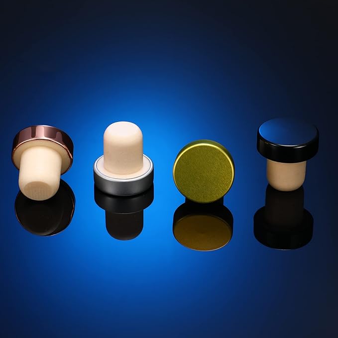 T-shaped Stopper Cork Wine Stopper Bottle Stoppers Reusable Wine Bottle Stopper Sealing Plug Bottle Cap for Wine Beer Bottles DIY Craft (Black, Silver, Gold, Rose Gold, 36)