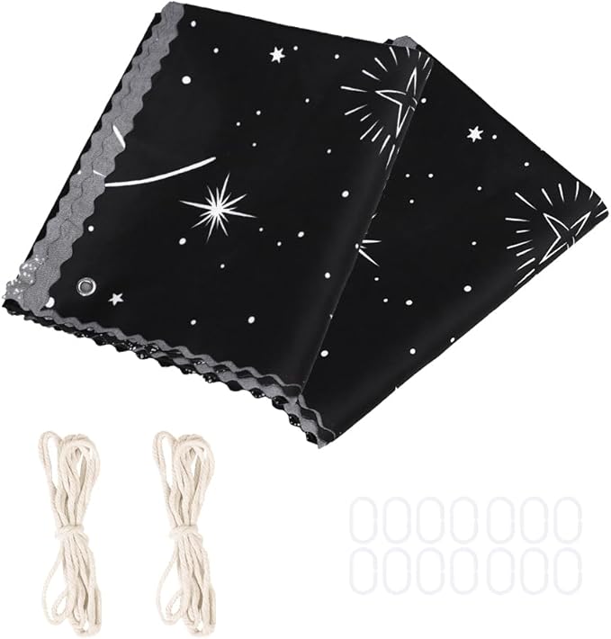 HAOZAIKEJI Student Bunk Bed Curtains Dormitory Blackout Bed Drapes for Loft Bed Milky Way Moon Curtain for Bed Frame Dustproof Decorative Shading Canopy for Bottom Bunk Bed