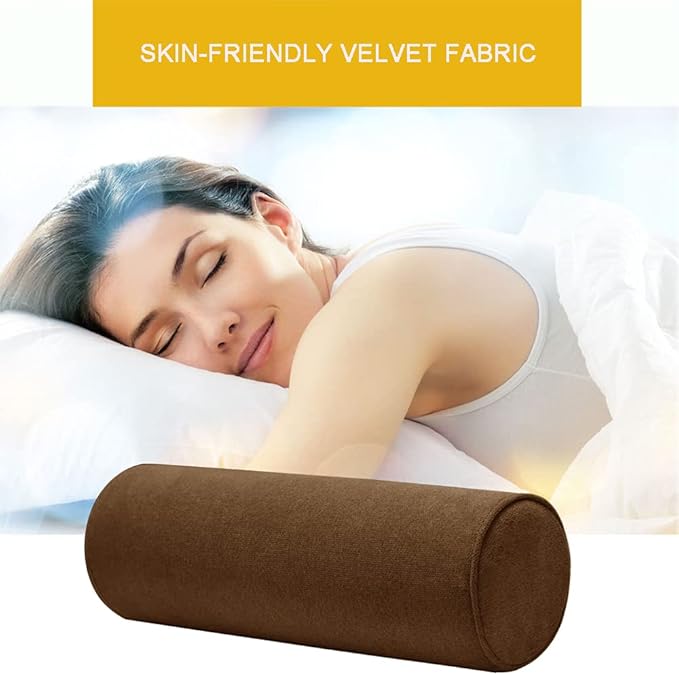 Cylinder Round Memory Foam Support Pillows 24X6 Cervical Neck Roll Pillow with Pillowcase Soft, Comfortable and Breathable for Sleeping, Chair, Car, Sofa,Travel Coffee