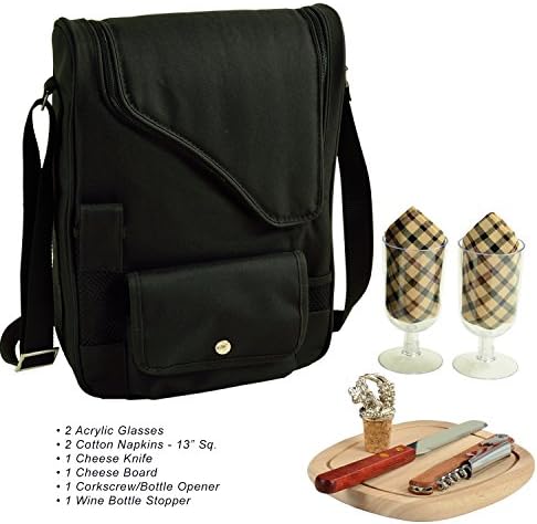 Nebraska University Cornhuskers Licensed Deluxe Wine Carrier with Wine Glasses and Accessories for Two Assembled & Quality Approved in The USA