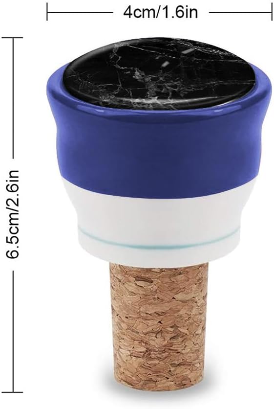 WIRESTER Set of 4 Ceramic Cork Decorative Wine Bottle Stoppers For Bar, Holiday, Party, Wedding - Marble Pattern