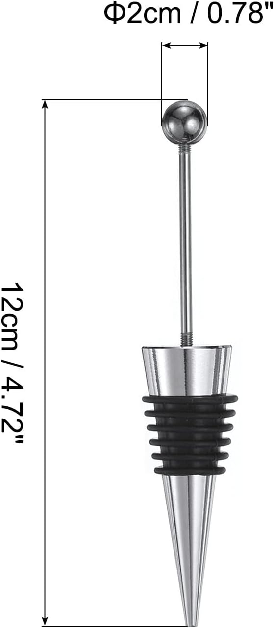 uxcell 10 Pcs Bead Wine Bottle Corks, Wine Stopper Cork, Wine Stopper, Reusable Wine Bottle Corks Sealing Plug Bottle for Beverage Holiday Party Bar,Silver/Black