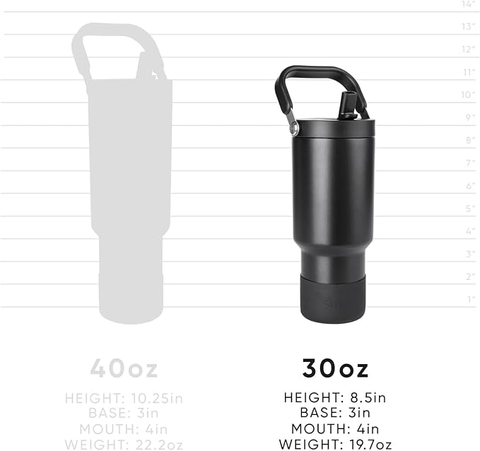 Simple Modern Trek Pivot | 30oz Flip Straw Tumbler with Handle | Water Bottle & Boot | Interchangeable Straw & Chug Lids | Insulated Stainless Steel Jug | Gym Sports Outdoors | Midnight Black