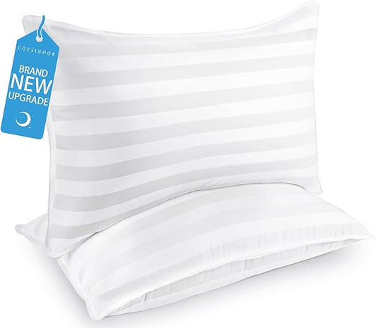 COZSINOOR Queen Size Bed Pillows for Sleeping: Hotel Quality, Set of 2 - Down Alternative Microfiber Filled for Back, Stomach, Side Sleepers, Breathable, and Skin-Friendly