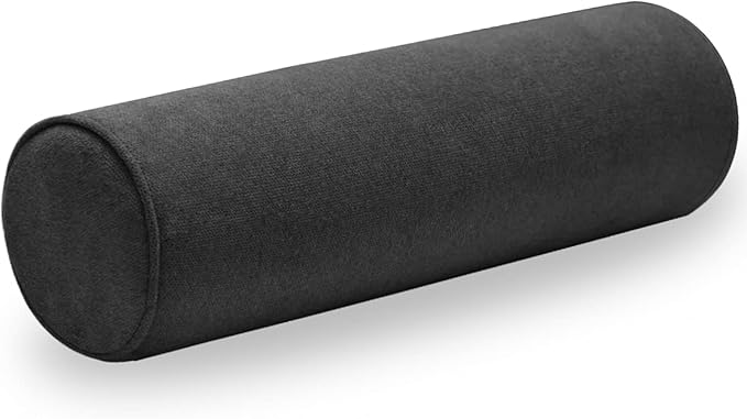 Cylinder Round Memory Foam Support Pillows 24X6 Cervical Neck Roll Pillow with Pillowcase Soft, Comfortable and Breathable for Sleeping, Chair, Car, Sofa,Travel Black