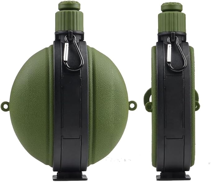 Collapsible Water Bottle 19.8 oz,Silicone Foldable Canteen Kettle,Water Jug with Compass for Outdoor Camping,Hiking, Backpacking,Traveling (Green)