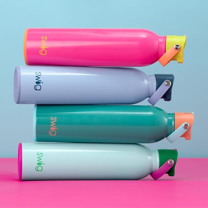 Swig Life 26oz Insulated Water Bottle with Straw & Flip + Sip Handle | Leak Proof, Dishwasher Safe, Cup Holder Friendly, Stainless Steel Water Bottle in Prep Rally
